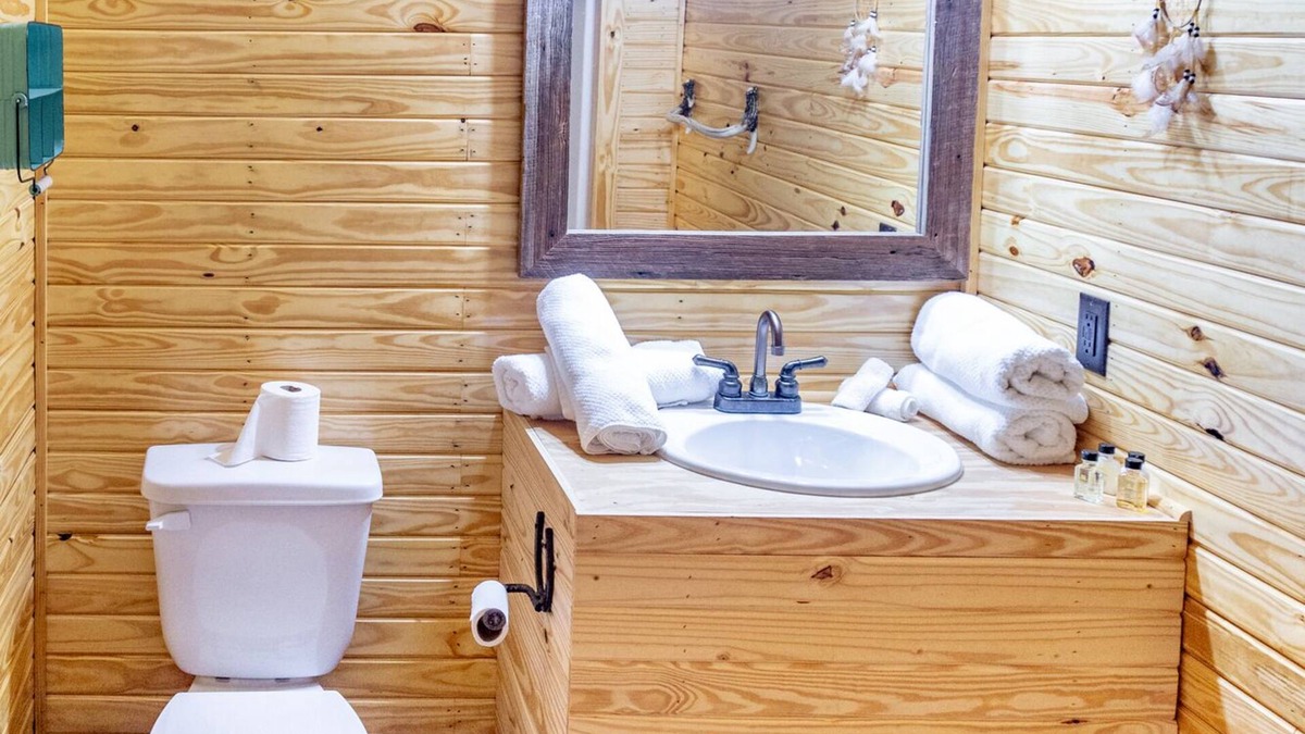 Ramer House | 1bd rm, 1 bth, hotel style cabin w/Mini fridge, micro, & tv, at Kick Back Ranch