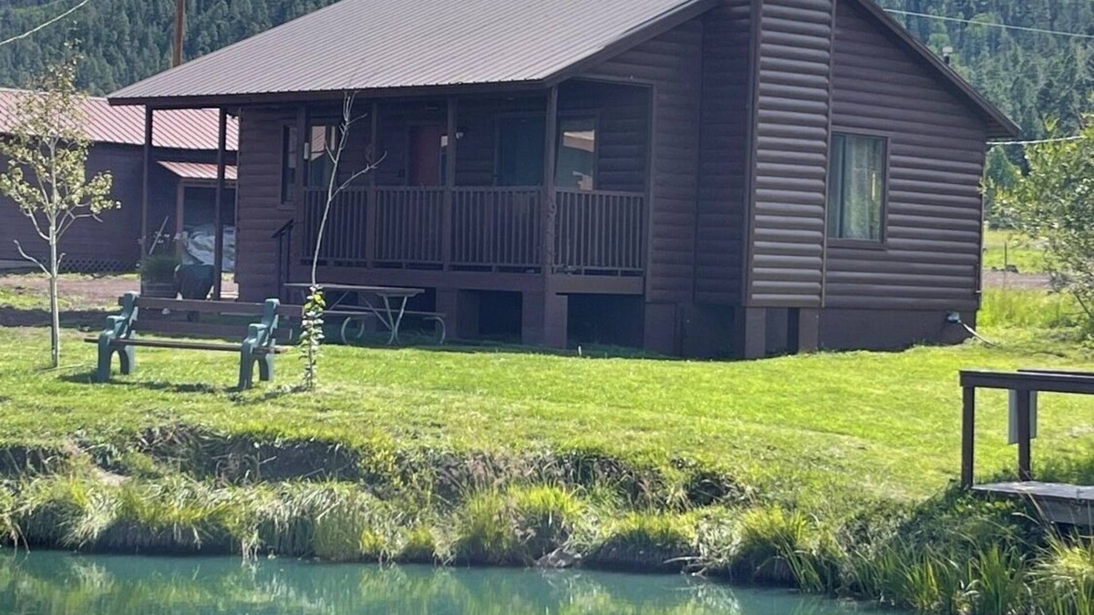 Greer Cabin | 2 BR-1BA Log Cabin on Main Street. Stocked trout pond, fireplace, porch, Dogs Ok