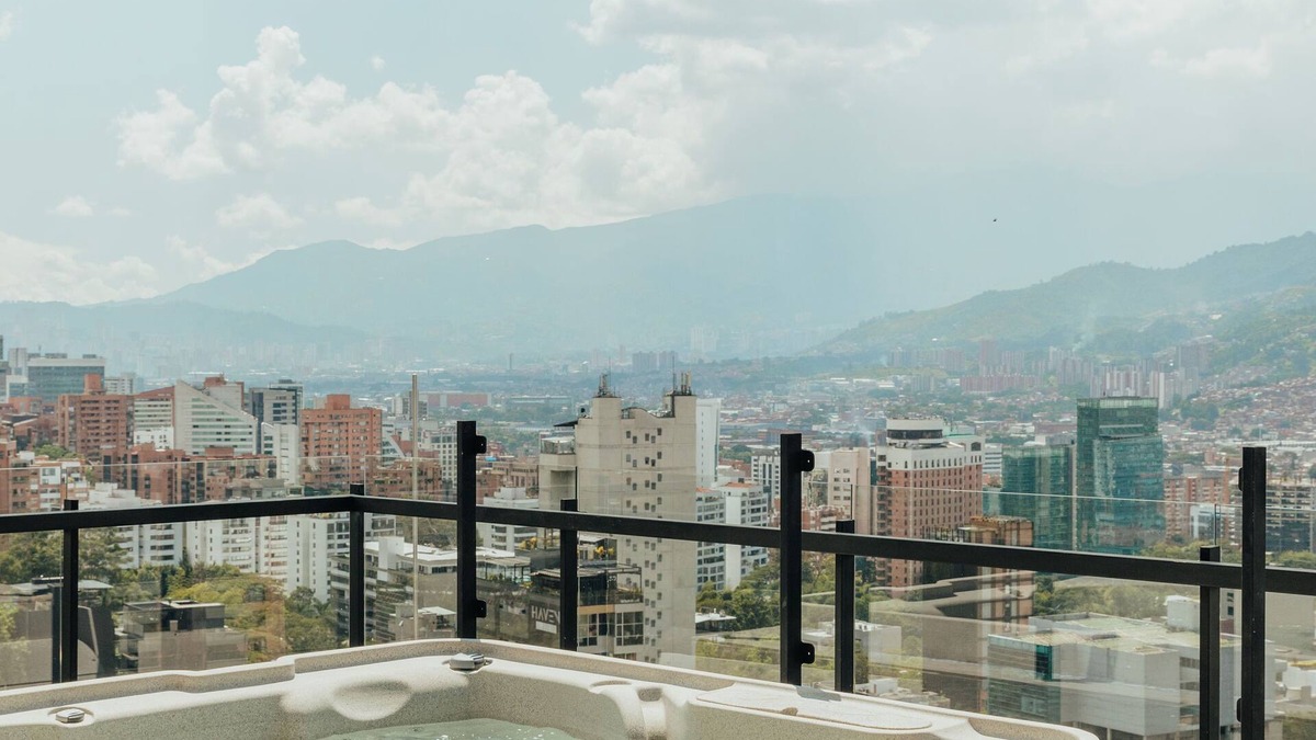 Las Lomas I Apartment | 2BR - View of Medellin - Private Hot Tub - AC - Terrace Wake 1211
