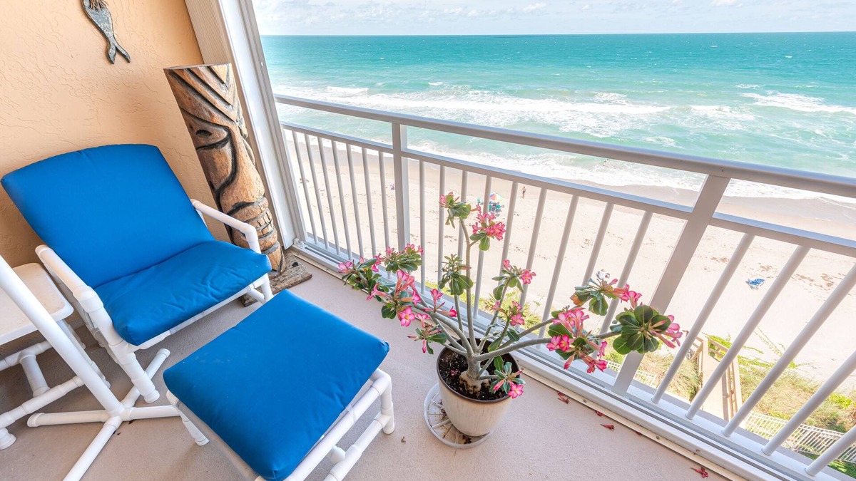 Indian Harbour Beach Condo | #605 Beachfront Vacation Rental, Beautiful Views from the 6th story balcony.