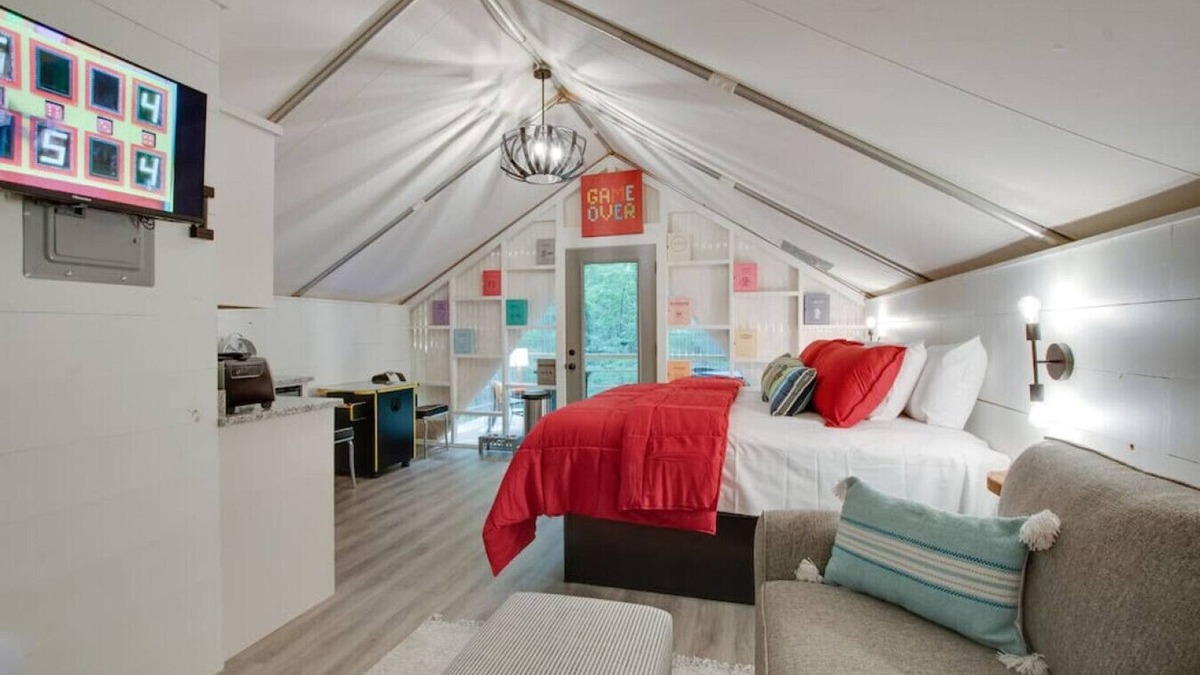Groveoak RV Rental | #8 (Game Room) Luxury Glamping Tent Arcade Theme