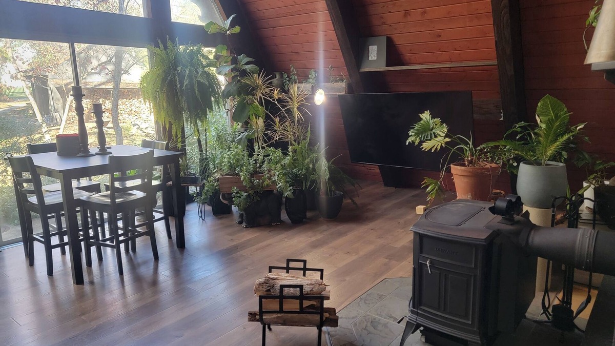 Anderson Township Cabin | A-frame home, 3 acres, fenced, secluded, hot tub, sauna, dog friendly