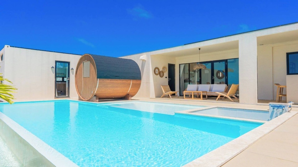 Miyakojima House | A private villa with a pool jacuzzi and sauna overlooking the ocean from a high vantage point/Miyakojima Okinawa