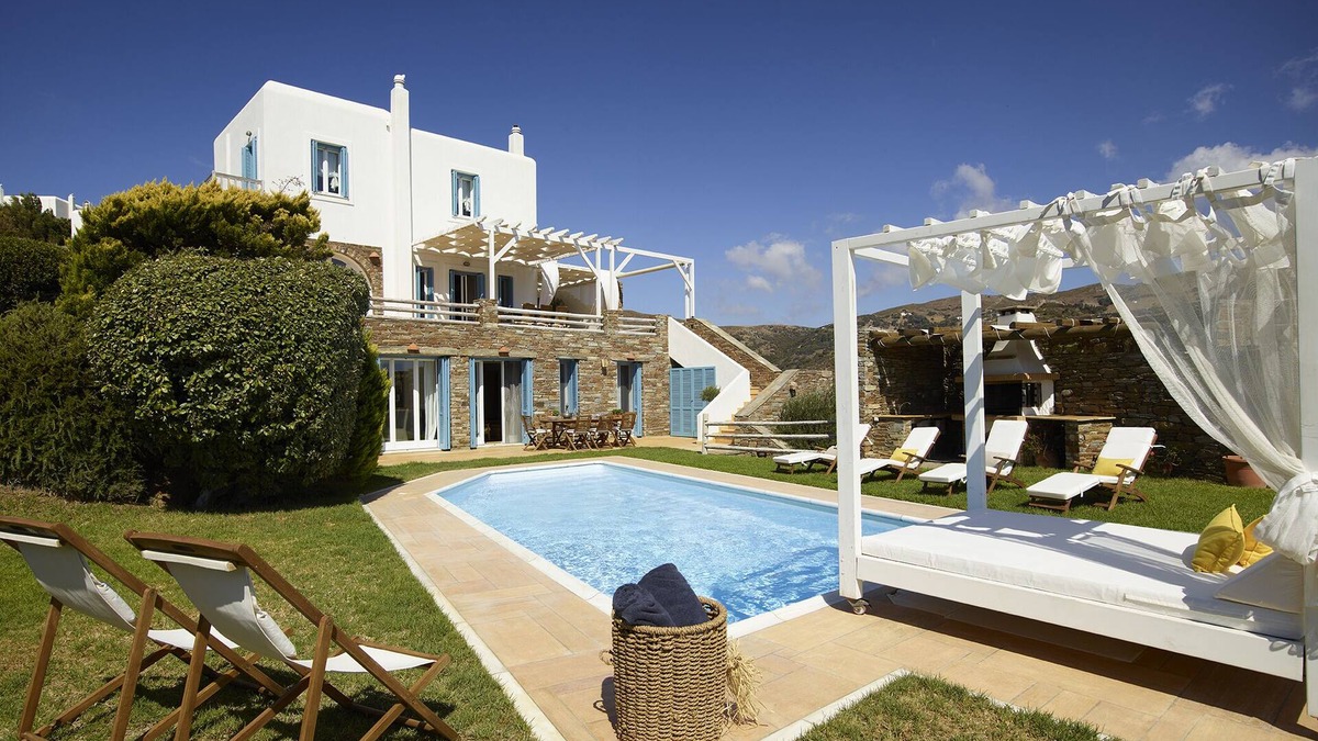Kato Fellos Villa | Aegean Majesty: Villa Helias – 4 Bedroom Getaway, Private pool, Gym