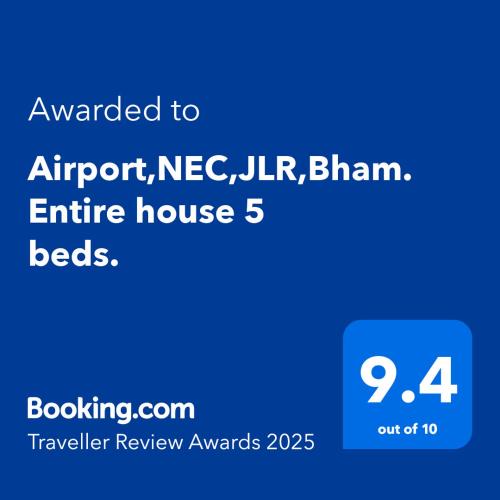 Little Hay House | Airport,NEC,JLR,Bham. Entire house 5 beds.