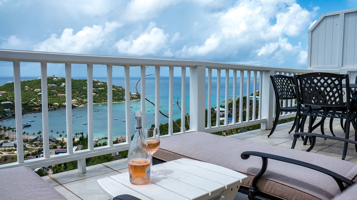 Estate Bethany Villa | Amazing Ocean views from Blue Oasis villa at upper deck Villas Great Cruz Bay