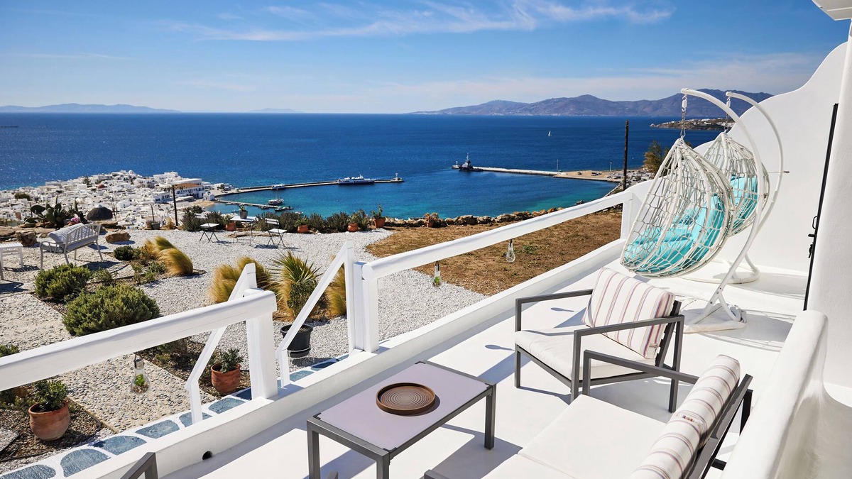 Mykonos Town House | Amazing Panoramic View From New Port Up To The Famous Windmills And Beyond