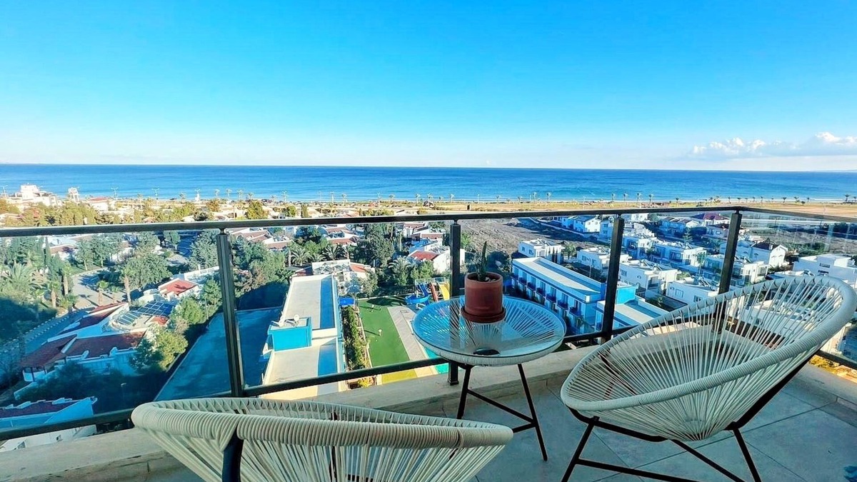 Trikomo Apartment | Amazing sea view studio with pool - steps away sandy beach