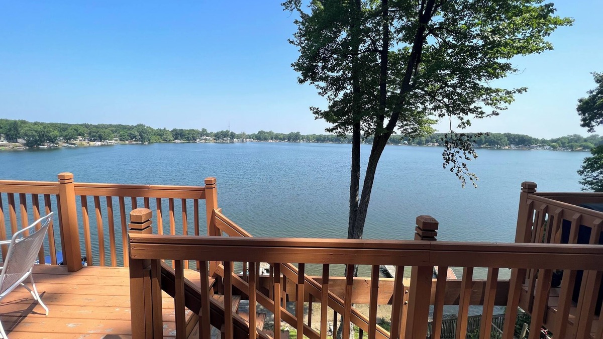 Middlebury House | Amazing view of Stone Lake from top deck. Thirty five miles from Notre Dame.