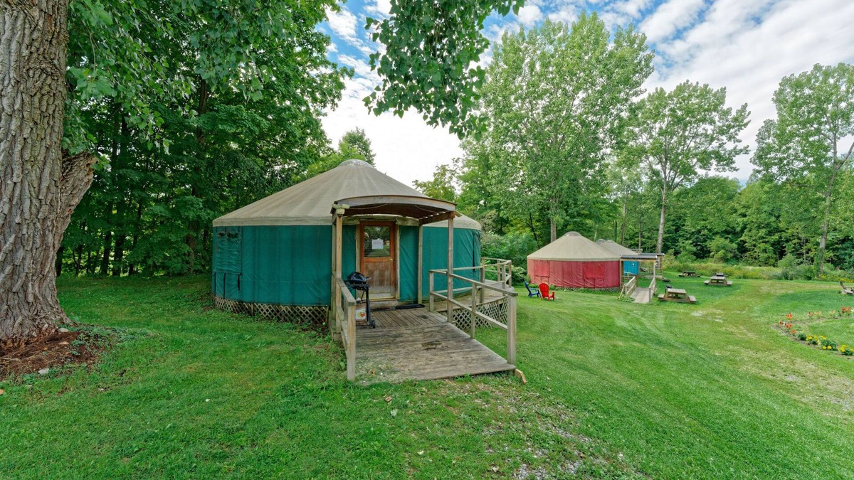 South Hartford RV Rental | Andelyn Farm Bear Kamp Yurt. A Unique Glamping Experience in Up-State New York