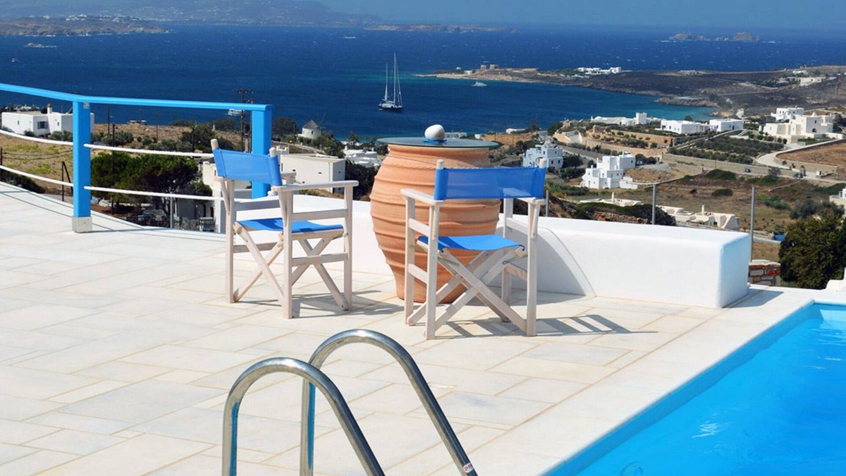 Krotiri Apartment | Apartment named "Faragas" Sea View, Pool, Basketball Court at Krotiri, Studio