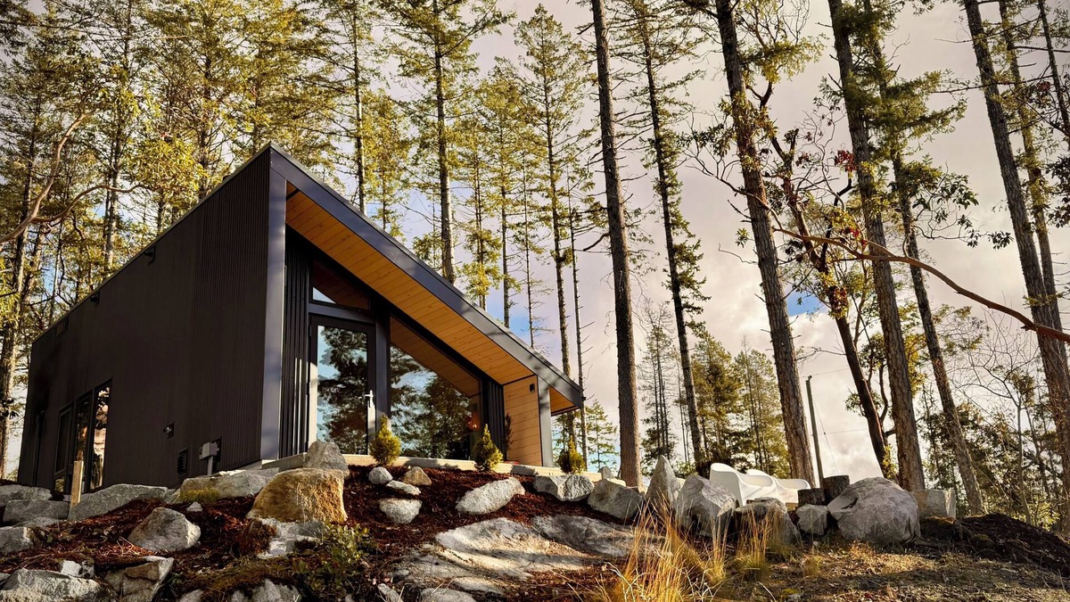 Halfmoon Bay Cabin | Arbutus Ridge, a cozy, architecturally unique cabin surrounded by arbutus trees
