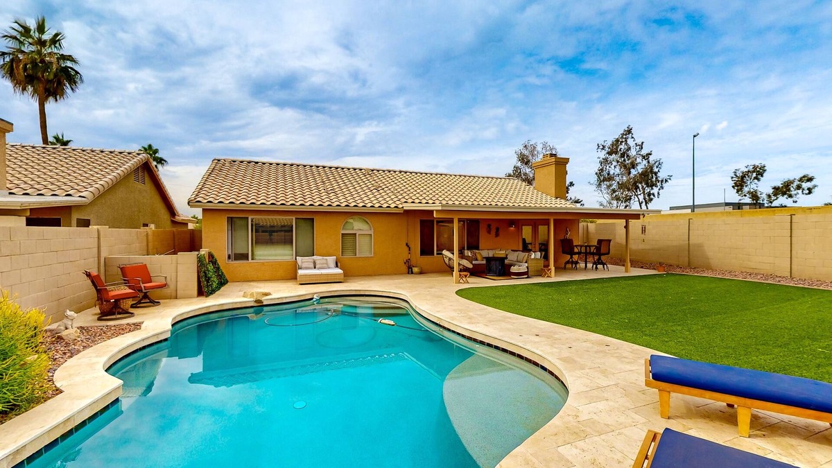 Arrowhead Ranch House | Attractive home with private pool, covered patio, firepit, AC, & private W/D