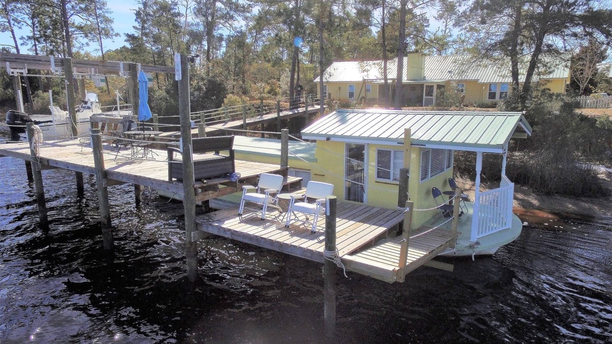 Carrabelle Boat Rental | Banana Boat! Moored at private dock on the Carrabelle River