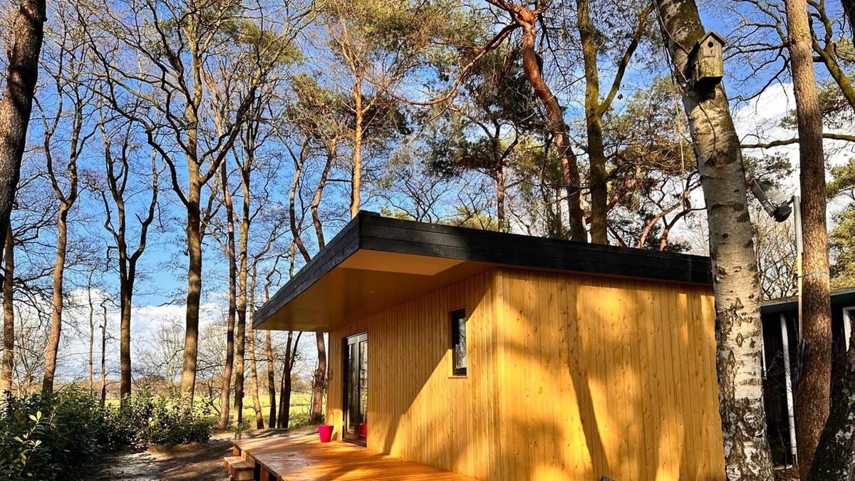 Zuidwolde Cabin | Barber houses in a wooded area