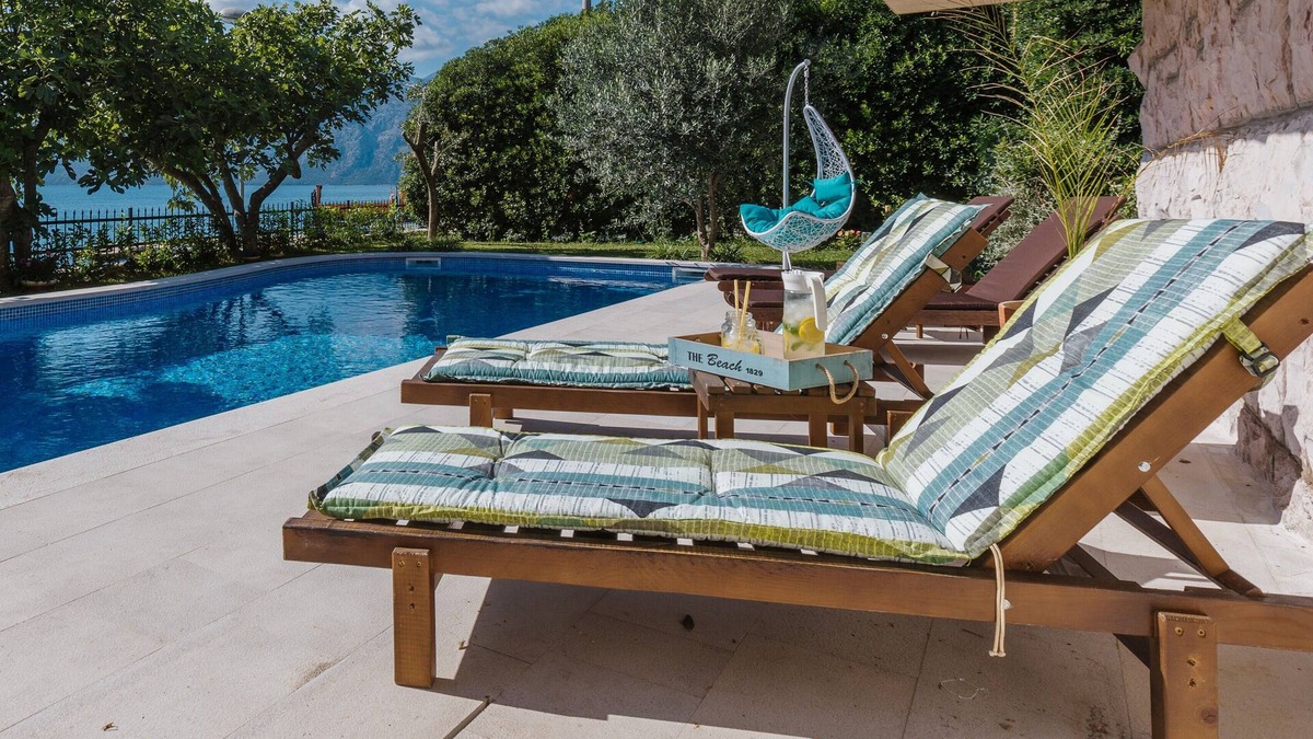 Dobrota Villa | Beach front Holiday Home Villa Radanovic with Pool and Kotor Bay Sea View