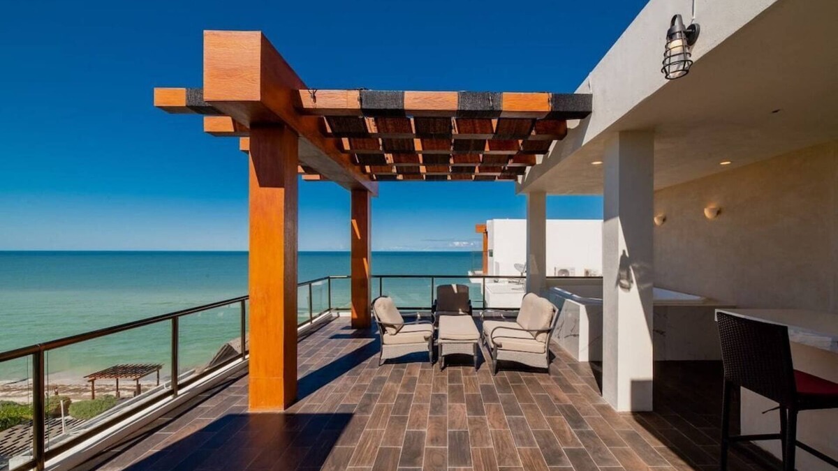 San Benito Apartment | Beachfront 3BR PH, Private Jacuzzi, Rooftop, Gym!