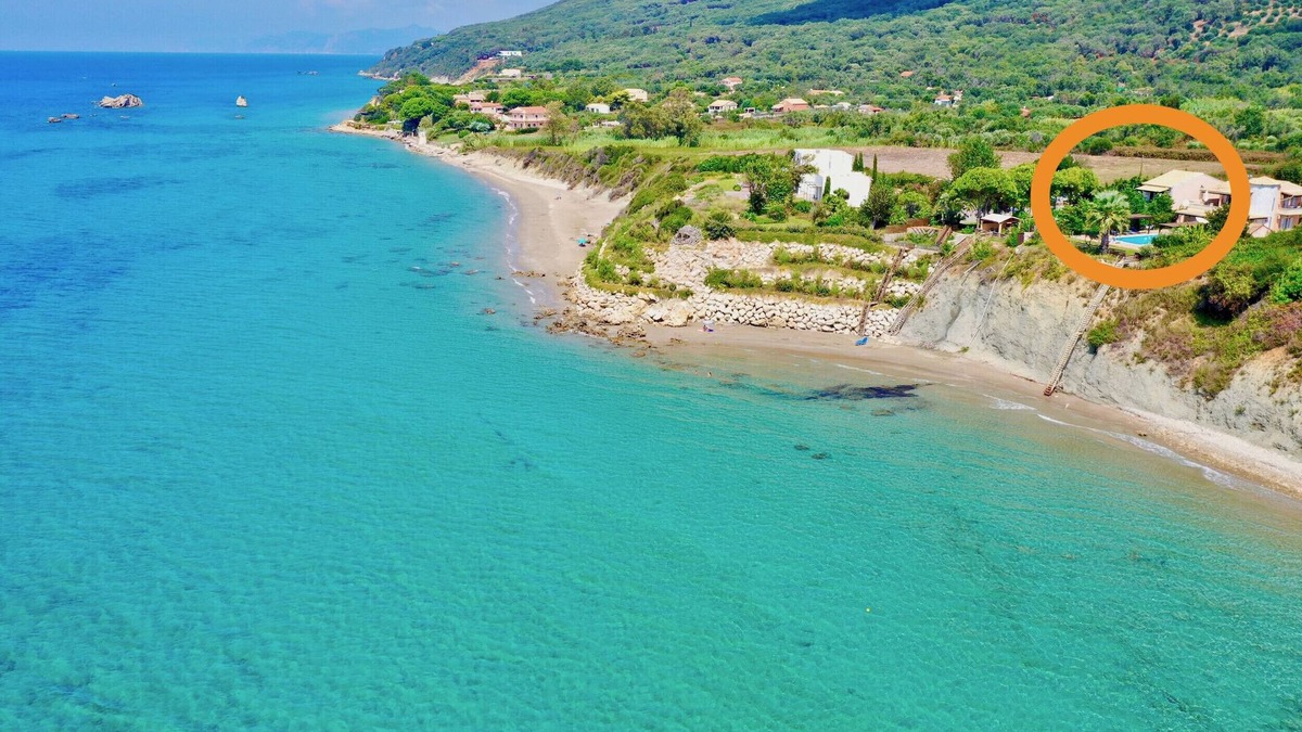 Agios Matthaios Villa | Beachfront Villa Rania with private pool