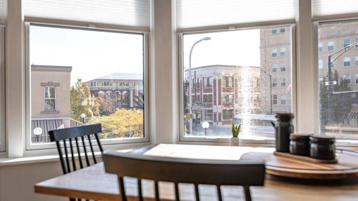 Champaign Apartment | Beautiful corner view loft in downtown Champaign.