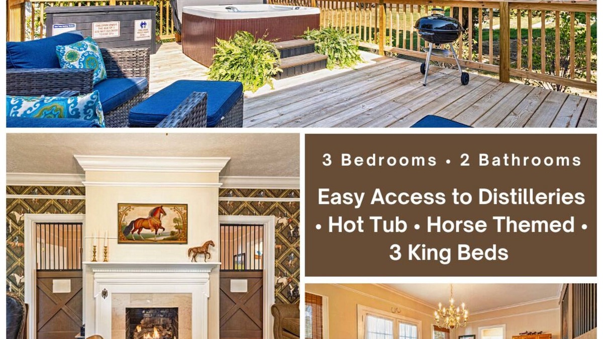 Harrodsburg House | Beautifully decorated horse theme, 3 king beds, hot tub, Bourbon Trail