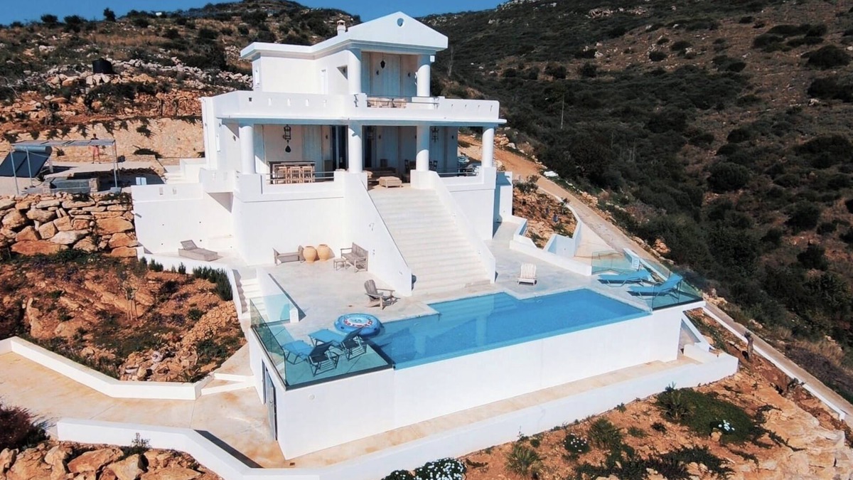 Pylos-Nestoras Villa | Big private eco villa on a mountain, infinity pool and amazing view over the sea