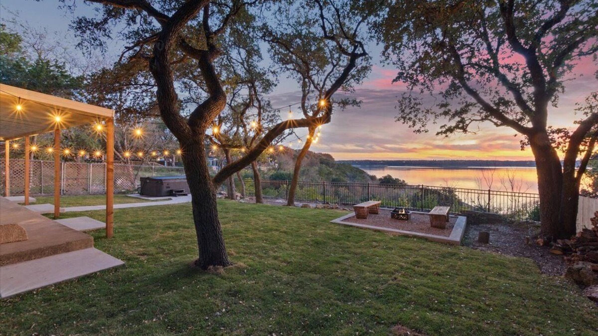 Belton House | Blue Vista, lake view, hot tub, fire pit, covered patio