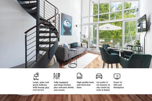 Stockdorf Apartment | Blueberry Living - Design Loft nahe München - Dachterrasse - S-Bahn