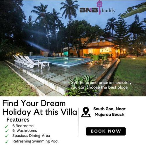 Majorda Villa | BnBBuddy Paradise Cove Retreat, 6BHK, Goa