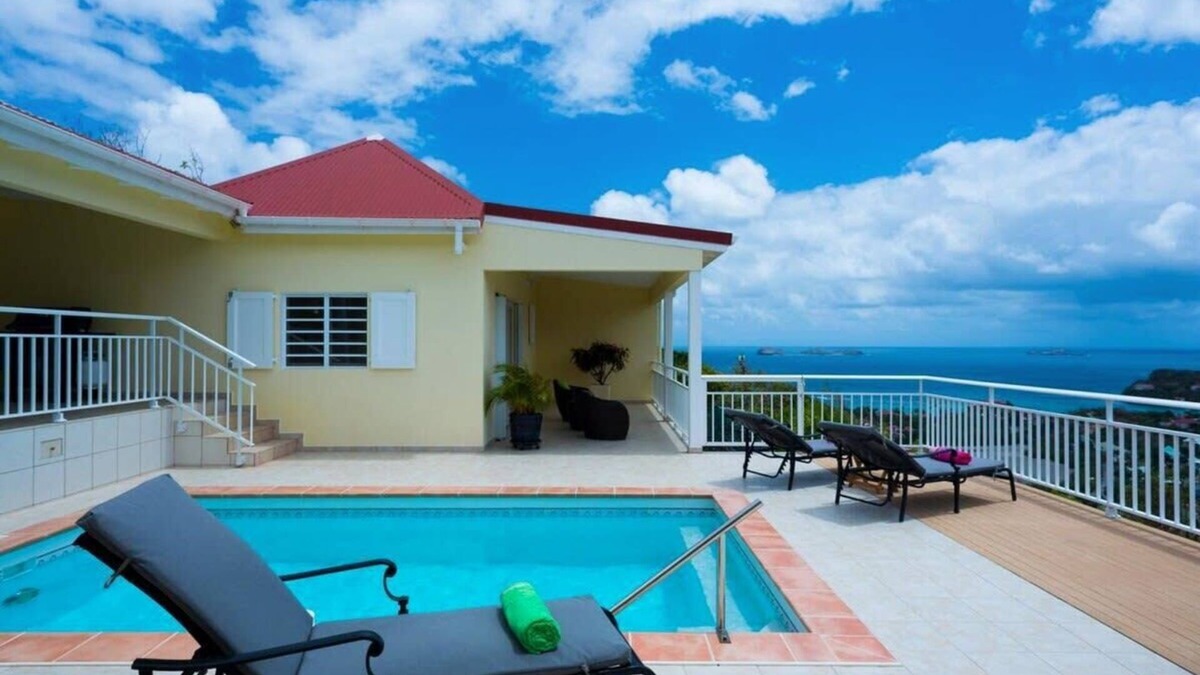 Saint-Jean Villa | Bonjour with 2 bedroom with far ocean and hill view