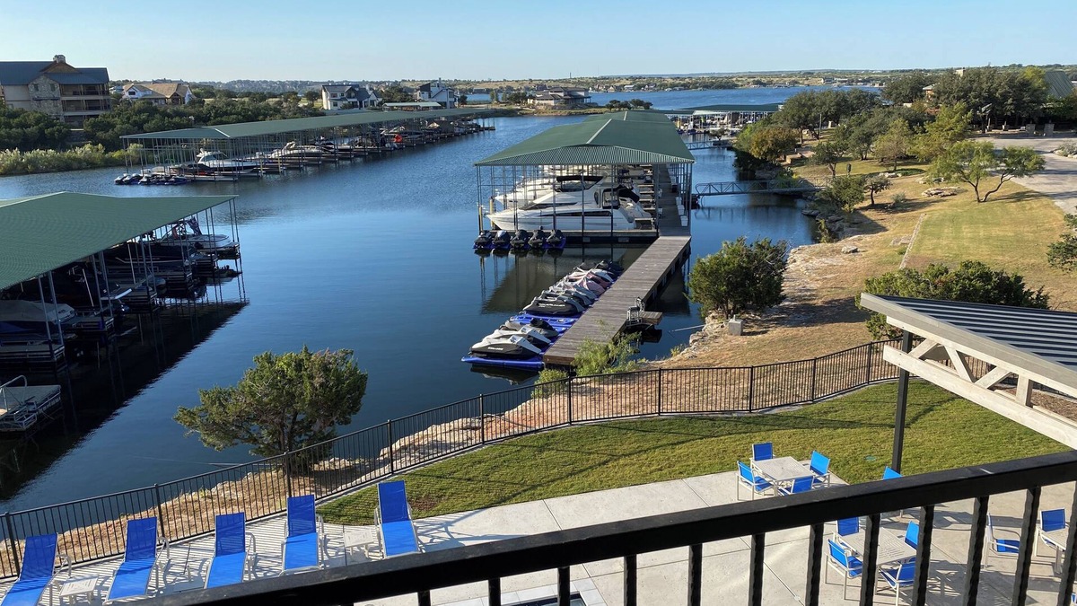 Graford Condo | Breathtaking top floor 2BR 2BA condo overlooking Possum Kingdom Lake & marina