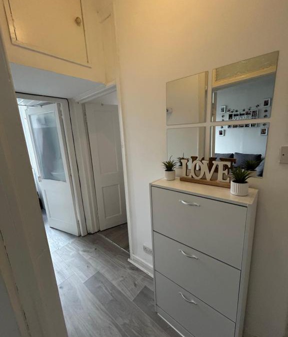 Gorgie Apartment | Bright bedroom with king side bed and share bathroom