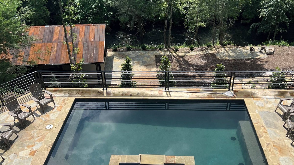 Blue Ridge Cabin | BUDDHA BLUE RIDGE RIVERnLuxury unique cabin riverfront nPool and spa