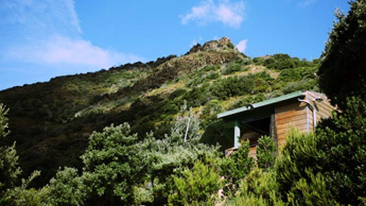 Olmeta di Capocorso Cabin | Cabin in the maquis, terrace and open kitchen with sea and mountain views