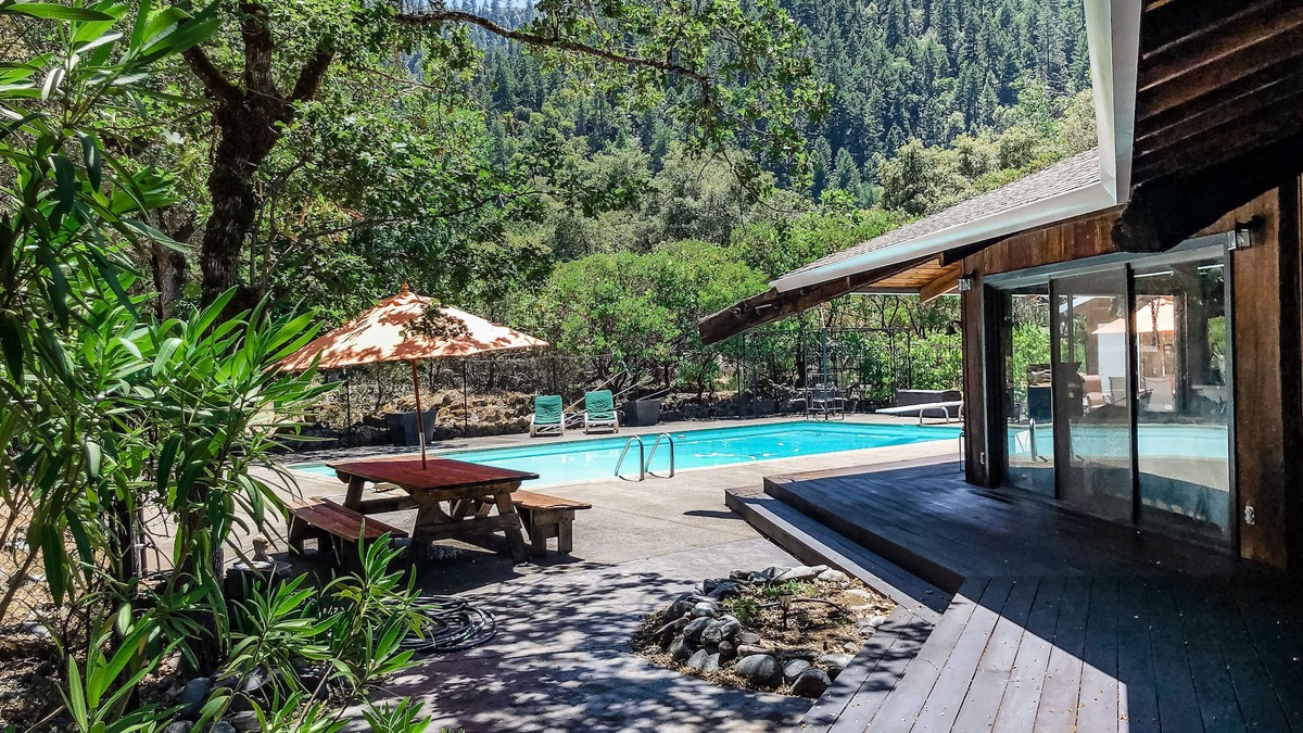 Burnt Ranch House | Cabin near the river with private pool, wood-burning fireplace & patio