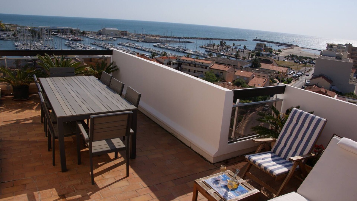 Le Port Apartment | Canet - 2 room apartment + cabin, terraces + panoramic balcony with sea view