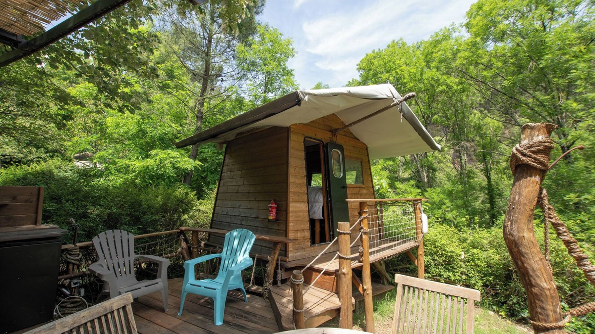 Malbosc RV Rental | Caravan 'La Pêcherie' with Private Terrace