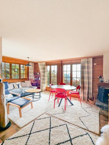 Anzere Apartment | Centered Ski/Swim Ap. w/private yard & fireplace