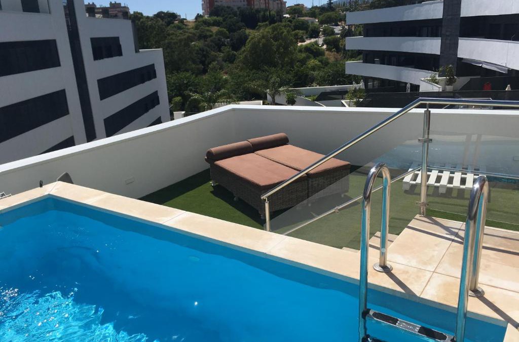 Estepona Apartment | central bright apartment, community pool and own private pool on splendid terrace, garage, beach 900m, mountains 200m