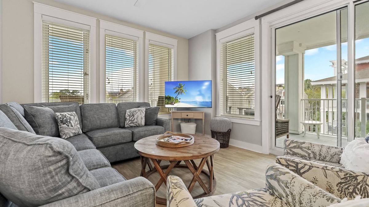 Baytowne Wharf Condo | Charming 2BR at Wharf! Beach, Tropical Pool + Hot Tub, Tram, Spacious Balcony