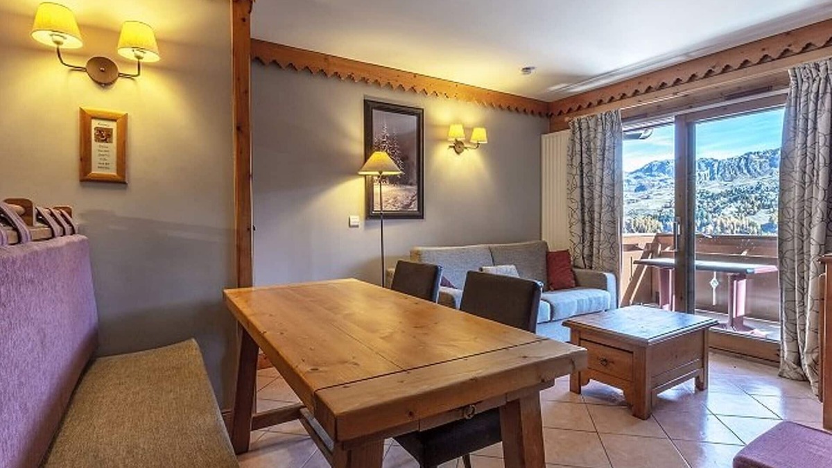Aime Apartment | Charming apartment with balcony, pool & parking in Plagne Aime 2000