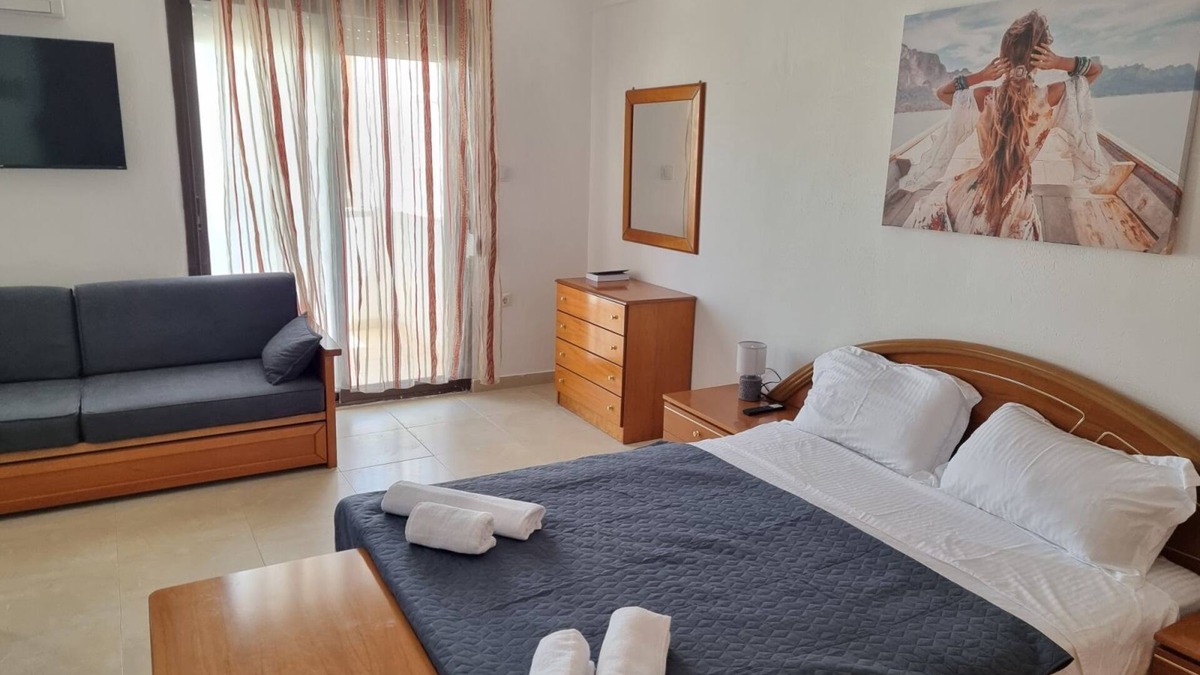Nea Peramos Apartment | Charming spacious studio in enchanting Nea Peramos, Kavala with WiFi and AC