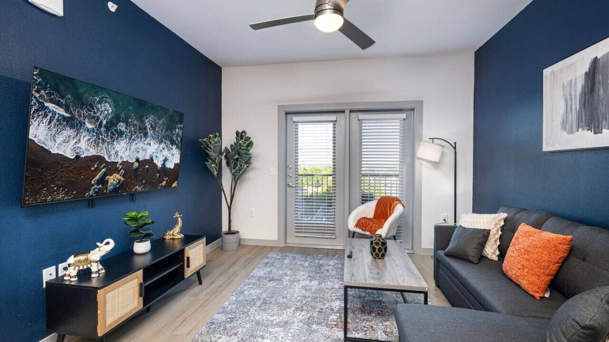 Lewisville Apartment | Chic 1BD: Pool, Gym & Efficient Workstation Area