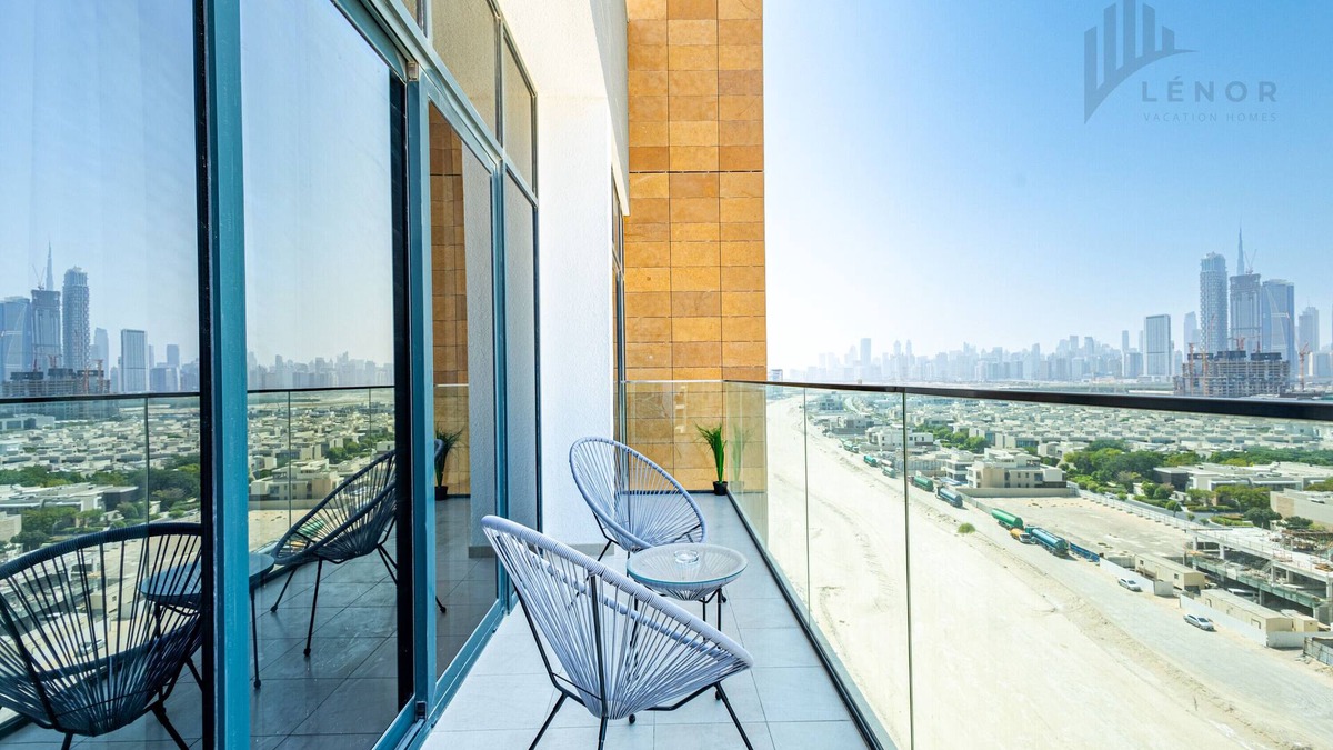 Nad Al Sheba Apartment | Chic 2BR with Partial Burj Khalifa View