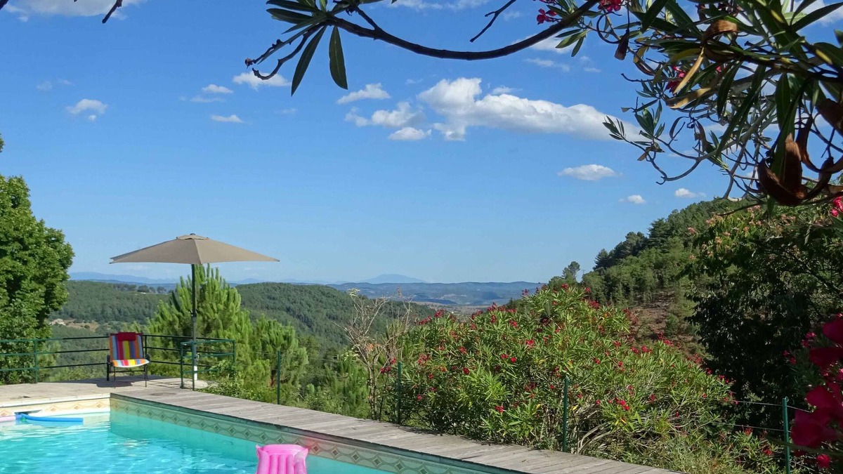 Chassiers House | Comfortable 4* South-Ardèche house, airco sleeping rooms, pool, panoramic view