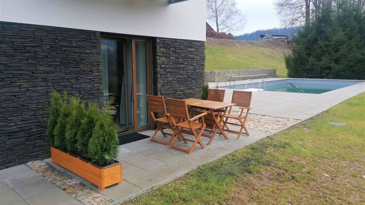 Rokytnice nad Jizerou Apartment | Cosy apartment for 3 guests with pool, WIFI, TV, terrace and parking