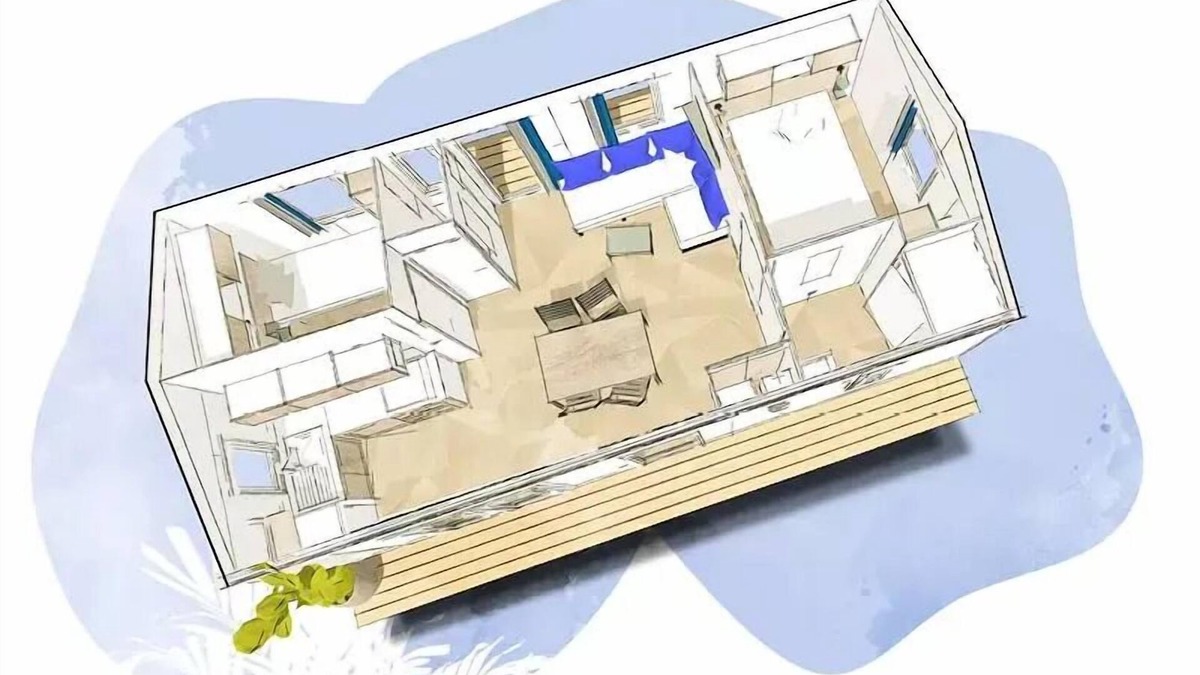 Daglan House | Cottage BAHIA (4 pers) 2 bedrooms-TV-Air-conditioning-Dishwasher-Covered terrace with bench for 4 persons
