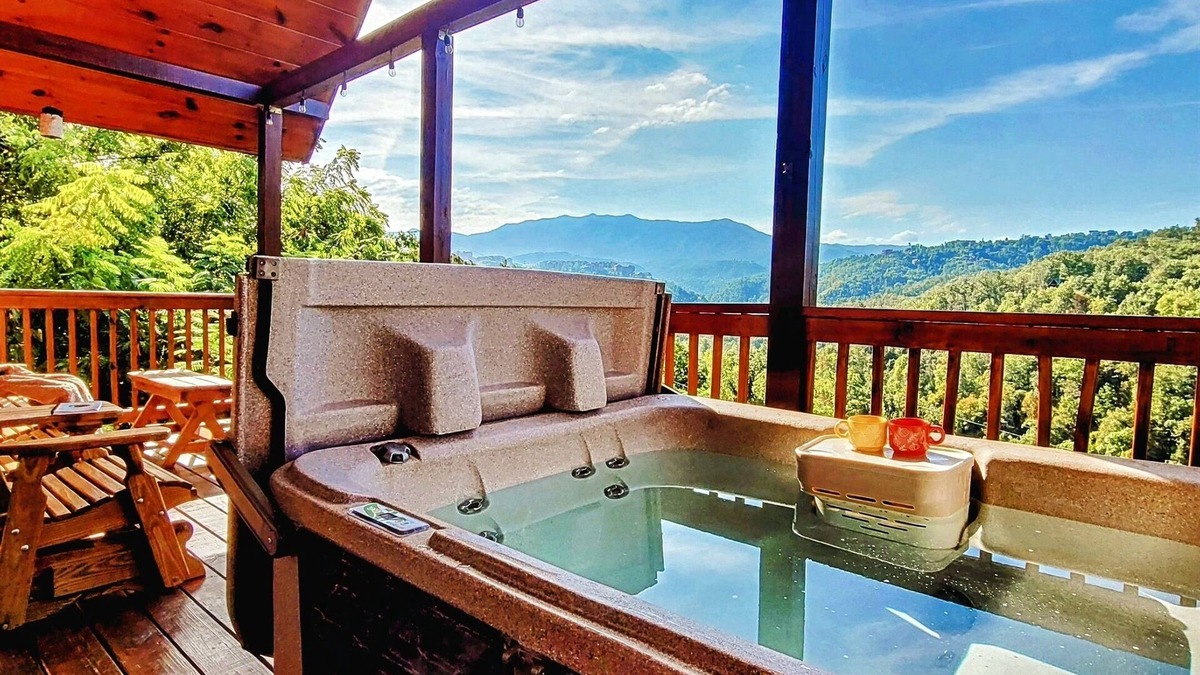 Gatlinburg - Pigeon Forge Cabin | Couple's Dream Cabin ~ Mountain Views, LED Hot Tub, WiFi, Grill, Picnic Pavilion