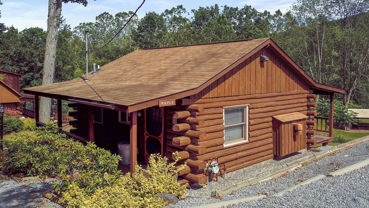 Gaines Cabin | Cozy 1-bedroom cabin with AC, romantic gas fireplace & private porch with swing