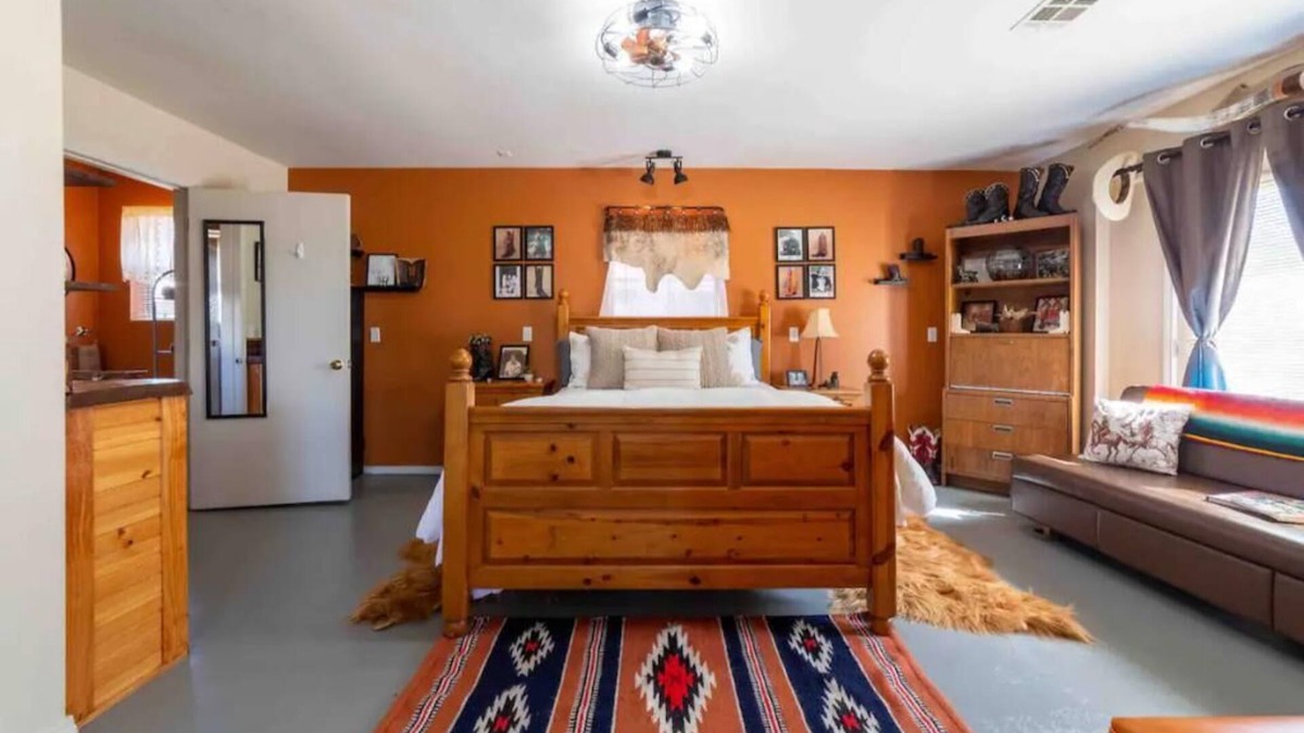 Beggs Apartment | Cozy efficiency on Main St. in Beggs America, highlighting The Blucher Boot Co.