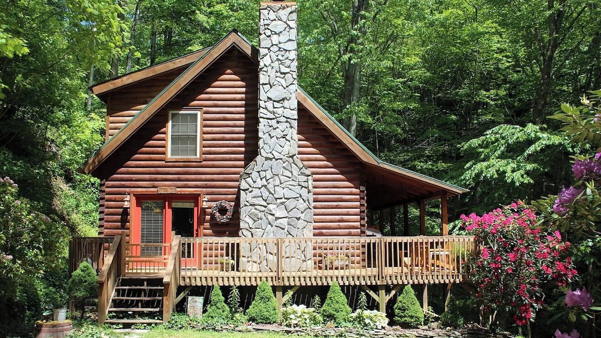 Maggie Valley Cabin | Cozy Mountain Log Home Overlooking Rushing Stream